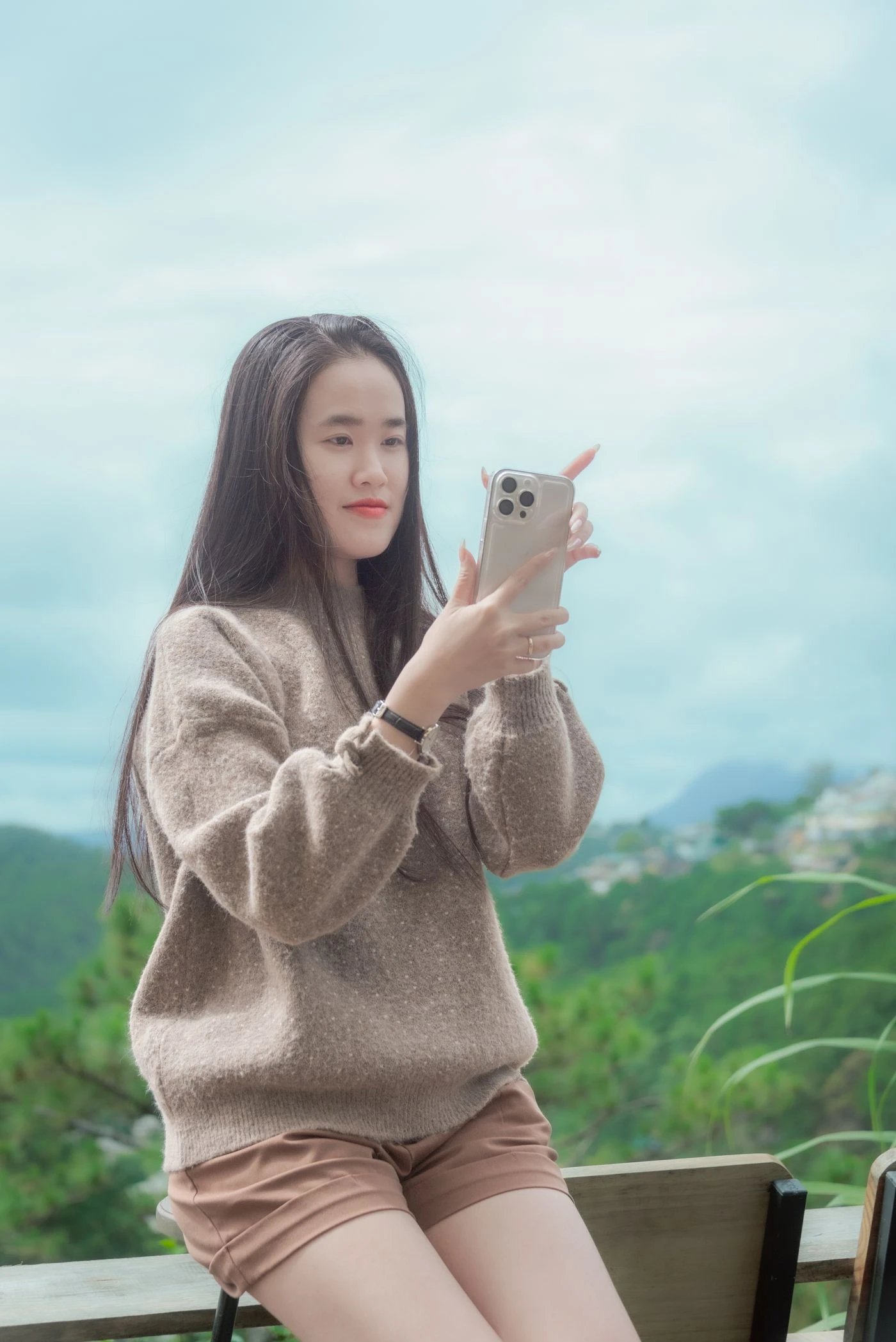 Woman using a smartphone outdoors
